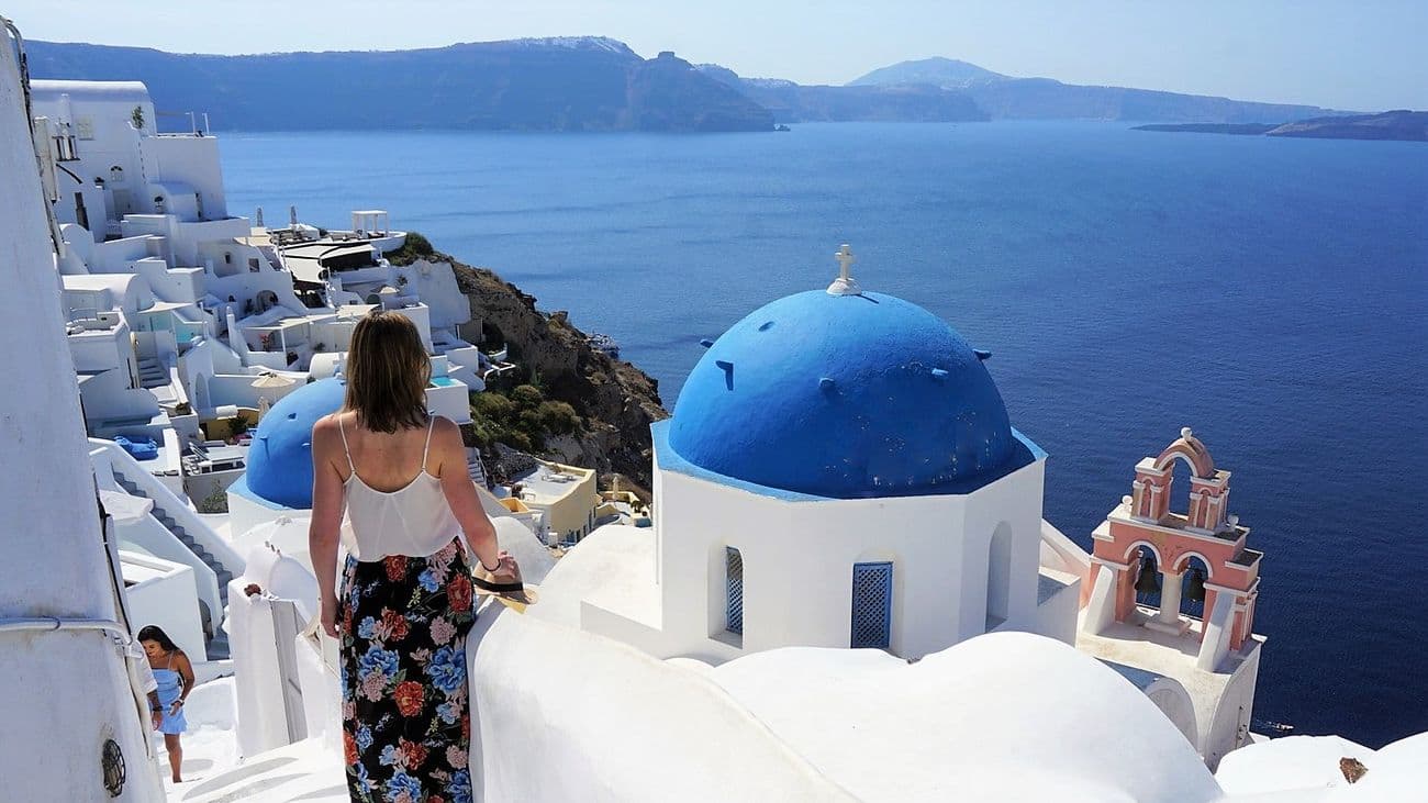 Santorini blue dome