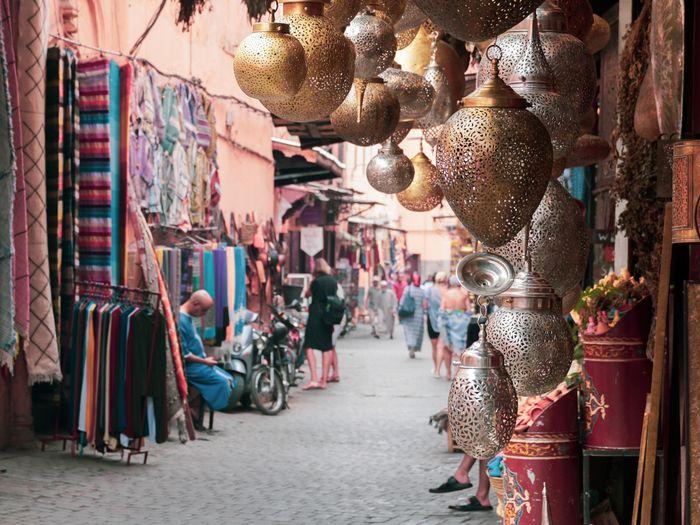 Marrakesh daylight market lamps